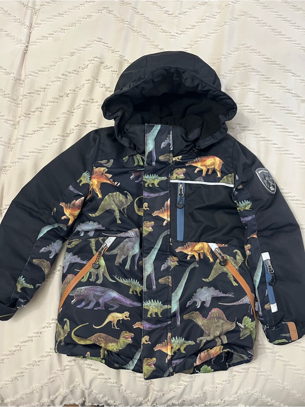 Deux par Deux Dinosaur Print Winter Jacket | Size 5 (110 cm) | Waterproof & Warm